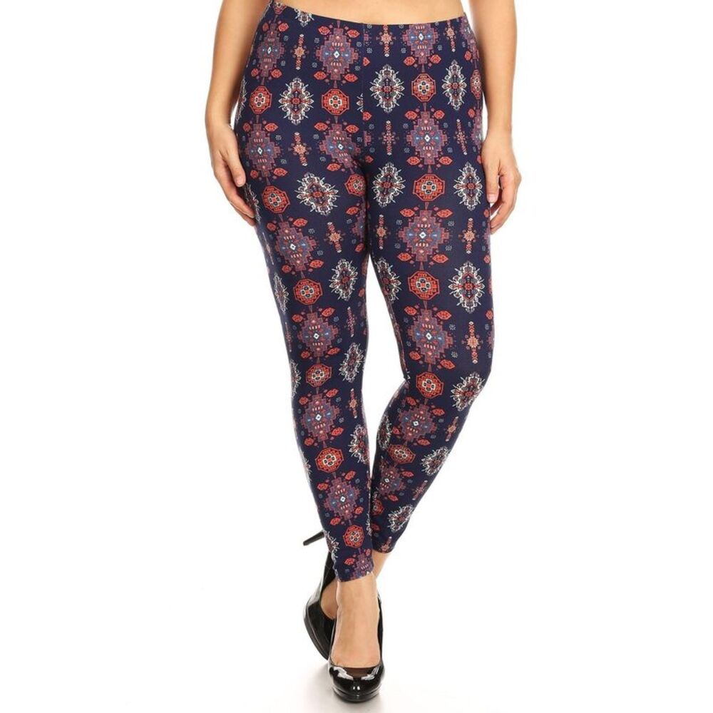 World of Leggings Brushed Vertical Mayan Mirage Floral Plus Size Leggings
